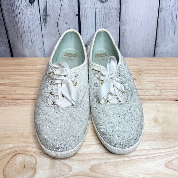 Keds Kate Spade metallic chunky glitter sparkly lace up sneakers size 8W - Picture 5 of 10